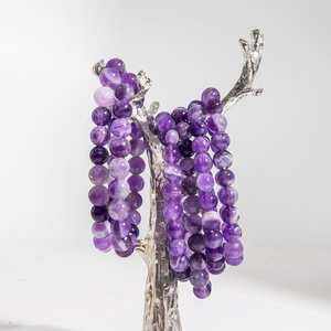 Pulsera de cuentas de amatista natural de 8 mm, pulsera elástica de cristal púrpura redondo, joyería de piedras preciosas al por mayor, Reiki, meditación - Product Image 5