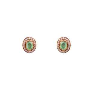 Exquisitos pendientes de gota verdes de dos tonos |   Con cristales de zirconia en acabado dorado, joyería festiva india |    Juego de Aretes de Plata de Ley 925 - Product Image 3