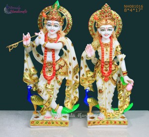 รูปปั้นเรซิ่นสีขาวบริสุทธิ์สวยงาม รูปพระราชาคุริชนา สำหรับบูชา งานแฮนด์เมดแบบดั้งเดิม สำหรับวางบนโต๊ะ - Product Image 1