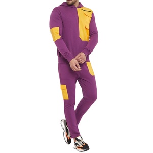 Wholesale Men's Streetwear Custom Yellow Pockets Hoodie With Matching Track Pants Sweat Suit Set - Product Image 1