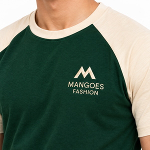 T-shirt décontracté pour homme, vert, manches raglan, col rond, coupe ajustée, taille standard, coton, streetwear, séchage rapide, 220g, coupe ample - Product Image 4