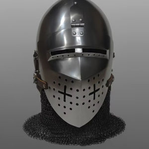 Casco medieval Hounskull Bascinet con avental de malla de cadena Pigface, armadura de caballero para HEMA, Buhurt y recreación histórica, equipo de protección de calibre 14 - Product Image 2