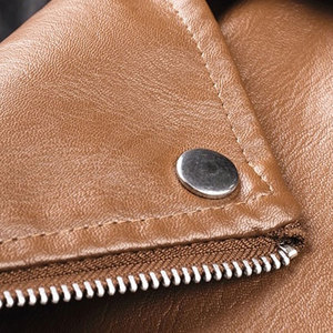 Blouson d'hiver classique marron 100% en cuir de mouton véritable personnalisable OEM pour homme grande taille - Product Image 3