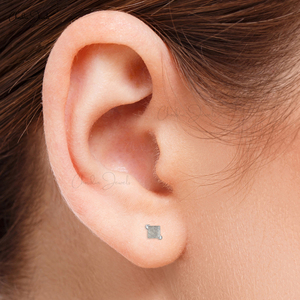 Pendientes Minimalistas de Plata de Ley 925 con Alto Brillo para Uso Diario, Aretes Cuadrados de Labradorita de 3MM con Cierre a Presión, Regalo Perfecto para Ella - Product Image 3