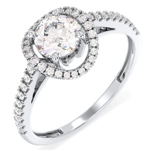 Vente directe d'usine REYES, bague en or massif 14 carats avec diamant de laboratoire taille brillant rond de 1 carat pour femme, bijoux fins de luxe - Product Image 2