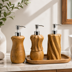 ARTERRA Luxury Teak Wood Modern <b>Dispenser</b> Holder for Liquid Soap & <b>Shampoo</b>-Durable Waterproof Eco-Friendly Bathroom Use - Product Image 6