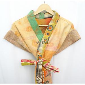 New Arrival Kantha Vintage Cotton <b>Coat</b> Kimono Indian Handmade Kantha <b>Robe</b> Jacket for Women with Pockets Spring Wear - Product Image 4