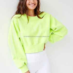 สเวตเชิ้ตคอกลมของผู้หญิงเสื้อครอปของ100% คอตตอนสีเรียบออกแบบโลโก้ของคุณเอง - Product Image 1