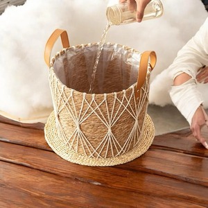 Handmade Rattan Planter <b>Basket</b> With Handle Perfect For Indoor Plants Home <b>Table</b> Balcony Garden Decorative Boho Storage <b>Basket</b> - Product Image 4