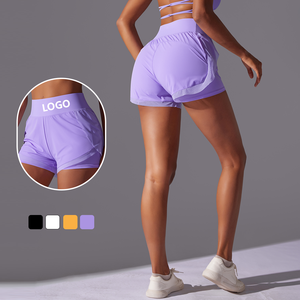 Shorts en tricot pour femmes, couleur unie, taille haute, style sportif, séchage rapide, spandex, polyester, coupe régulière, avec poches - Product Image 4