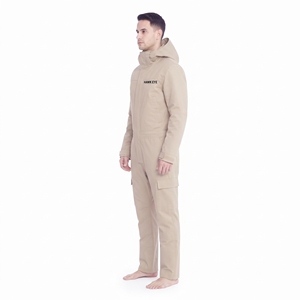 Combinaison de ski imperméable pour homme Hawkeye, à capuche, une pièce, vêtements de neige d'extérieur, isolation synthétique, fermeture éclair, beige - Product Image 2