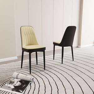 Set di 2 Sedie da Pranzo in Stile Moderno, Alta Qualità in Pelle PU e Tessuto con Cuscini Spessi e Morbidi, Gambe in Metallo Nero - Product Image 2