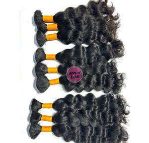 Bulk Indian Curly Raw Human Hair 100g Machine Double Weft for Braiding - Product Image 3