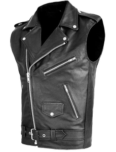 Gilet d'hiver pour homme en polyester orné de strass, style motard punk, coupe ajustée, sans manches - Product Image 3
