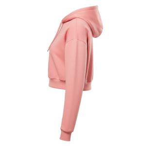 Vente en gros de sweat-shirts à capuche courts pour femmes, sweat-shirt à capuche uni rose - Product Image 2