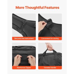 Étui de violon portable 4/4 taille standard en fibre de carbone composite noir, sac de transport pour la protection des instruments de musique, modèle D0100X37E58 - Product Image 6