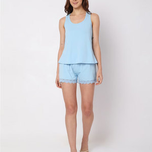 ชุดเซ็ตเสื้อกล้ามกางเกงขาสั้นผู้หญิง ดีไซน์เรียบง่ายทันสมัย สไตล์ลำลอง ผ้าฝ้าย 100% เหมาะสำหรับวันพักผ่อน น่ารัก ใส่สบาย เป็นมิตรต่อสิ่งแวดล้อม - Product Image 1