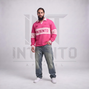 Sudadera de Manga Larga INTENTO para Hombre, 100% Algodón, Diseño Color Block, Cuello Camisero, Logotipo Frontal, Amarillo Neón y Negro, Estilo Deportivo - Product Image 2