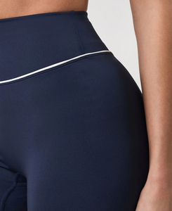 Custom Made High <b>Waist</b> <b>Womens</b> Knitted Biker <b>Shorts</b> Solid Navy Blue Breathable Spandex Polyester Sporty <b>Elastic</b> <b>Waist</b> Regular Fit - Product Image 5