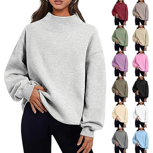 Women Turtleneck Sweatshirt Heavyweight Lined Streetwear Winter <b>Top</b> <b>Mock</b> <b>Neck</b> - Product Image 2