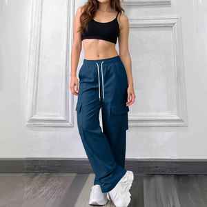 Wholesale Women <b>Cargo</b> Pants <b>High</b> <b>Waist</b> Straight Leg Multi Pocket Street Fashion Loose Fit Slimming Casual Trousers - Product Image 4