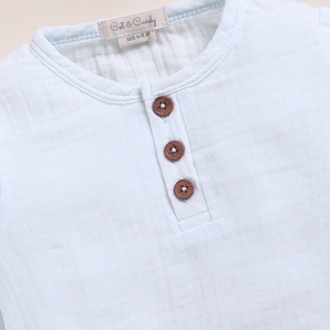 Premium Quality Organic <b>Muslin</b> Long Sleeve Henley T-Shirt for <b>Baby</b> Ice Melt Design - Product Image 3