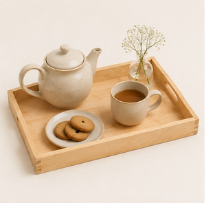Bandeja de servir artesanal de madera maciza premium con asas recortadas, bandeja rectangular de madera ecológica para decoración de mesa del hogar. - Product Image 2