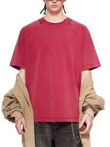 T-shirt vintage en coton délavé à l'acide, manches raglan, personnalisé, athlétique, séchage rapide, respirant, écologique, grandes tailles - Product Image 5