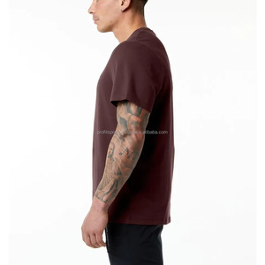 T-shirts décontractés à boutons et col rond 100% coton pour hommes, tissu tricoté de couleur unie à impression surdimensionnée - Product Image 5