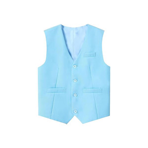 Gilet formel bleu clair pour homme, col en V, simple boutonnage, couleur unie, tissé, pour costumes - Product Image 1