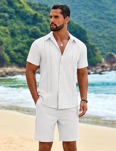 Ensemble 2 pièces d'été pour homme, style streetwear, délavé à l'acide, respirant, sans manches, chemise et short, personnalisable par le fabricant, OEM ODM Marque Privée - Product Image 3