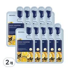 Masque en tissu Mediheal Derma Plus Green Tangerine, 1 paquet de 20 pièces, hydratant, à la vitamine C et aux herbes, prix réduit - Product Image 1