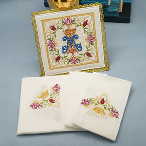 Tela para mantón de cáliz de estilo europeo para rituales de misa de sacerdotes italianos, al por mayor, con hilo de seda al 10% y gasa bordada, tipo babero - Product Image 6