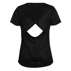 T-shirt manches courtes pour femmes, t-shirt personnalisé en coton polymélange, teint solide, dos croisé, simple, décontracté, BD - Product Image 2