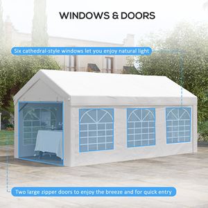 Tendone Portatile 6x3 m Grande per Esterni con Pareti Laterali Rimovibili e Finestre, Ideale per Feste, Parcheggio Auto e Riparo - Product Image 5