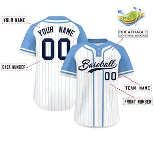 Meilleur Maillot de Baseball Blanc et Bleu à Rayures Fines, Manches Courtes, Unisexe Adulte, Respirant, en Polyester, Tenue d'Équipe, Logo Imprimé à l'Avant - Product Image 5