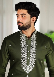 Ensemble Kurta Pyjama en Soie Pure Brodé KV pour Homme, 380g, avec Broderie Fil Métallique, Tenue Traditionnelle pour Mariage et Fêtes - Product Image 5