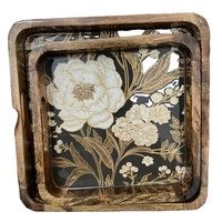 Plateau de service rectangulaire de qualité standard, 2 pièces, sur mesure, en panneau MDF, luxueux, durable, sans BPA, écologique, poli
