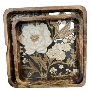 Standard Quality 2-Piece <b>Set</b> Custom Made MDF Board Food <b>Serving</b> Tray with Enamel Sticker Print Tray by Perfect Enterprises - Product Image 3