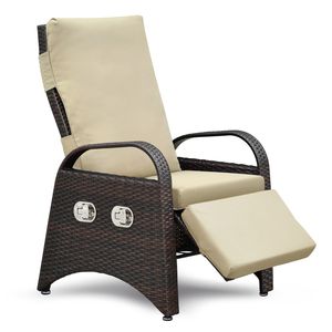 Sedia a Sdraio Reclinabile da Esterno Regolabile con Cuscino Morbido in Vimini PE e Meccanismo di Regolazione Separato, Sedia da Giardino Moderna - Product Image 1