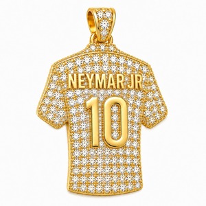 Luxury Custom Football Crown Pendant 18K Yellow Gold Lab Grown Diamond Number 10 <b>Iced</b> <b>Out</b> Sports Necklace Wholesale - Product Image 2