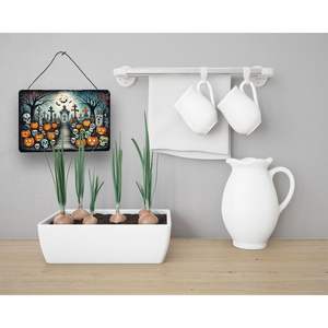 Calaveras Sugar Skulls Halloween colgante de pared Multicolor aluminio Metal signo para cocina Bar baño decoración del hogar 8HX12W - Product Image 3