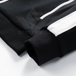 <b>Men</b> Tracksuit Black <b>White</b> Stripe Full Zip Sporty <b>Jacket</b> Pants Set Breathable Regular Fit Autumn Wear Solid Design - Product Image 6