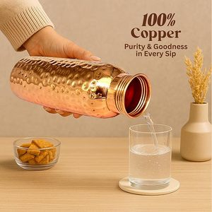 Pure <b>Copper</b> Water <b>Bottle</b> for <b>Drinking</b> Water Ayurvedic Leakproof <b>Copper</b> <b>Bottle</b> for Home Office Gym - Product Image 3