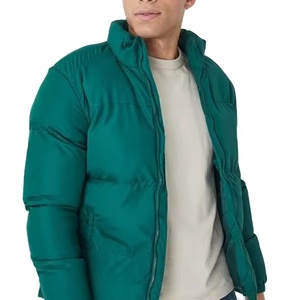 Men's Plus Size Quilted Puffer <b>Jacket</b> Custom Solid Color Winter Outwear Waterproof Polyester/Cotton Hooded <b>Reversible</b> - Product Image 1