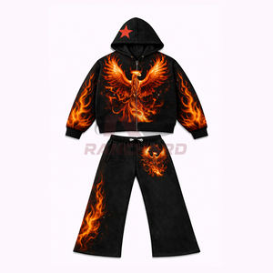 Conjunto de Sudadera con Capucha y Pantalones Deportivos con Bordado Personalizado y Serigrafía, Inspirado en el Estilo Urbano, de Felpa de Algodón, con Corte Holgado - Product Image 3