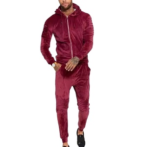 2025 dernier hiver velours pantalon de survêtement ensemble hommes à capuche avec brodé deux pièces velours survêtements solide motif poche conception - Product Image 5