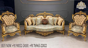 Ensemble de canapés Barroco 5 places au design classique, meubles de salon de luxe avec table basse, ensemble de canapés victoriens sculptés à la main, USA - Product Image 6