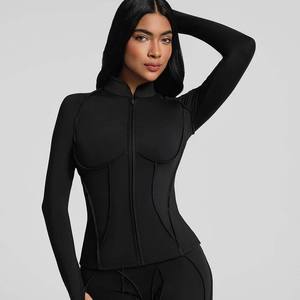Ropa de yoga para mujer con cremallera completa, de alta gama, ligera, a la moda, elástica, de tela fresca, para correr al aire libre. - Product Image 4