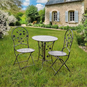 Ensemble de meubles de jardin en fer forgé contemporain pour terrasse, balcon et jardin, avec une structure robuste et un design élégant - Product Image 1